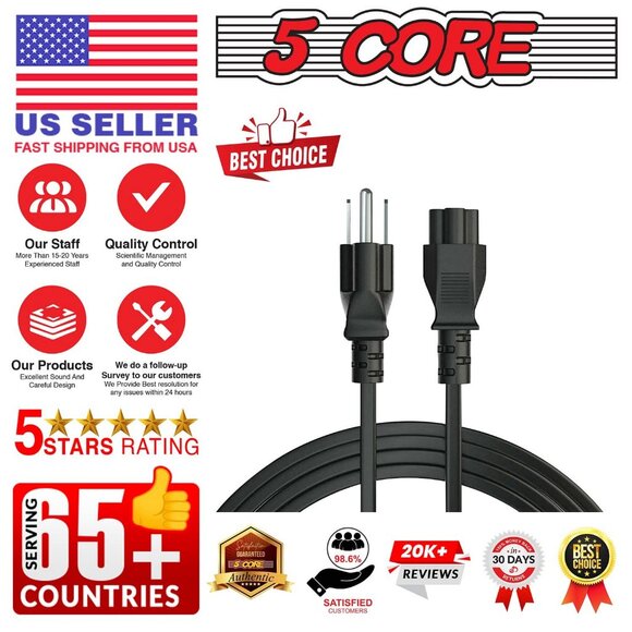 5Core AC Power Extension Cord 10Ft 2 Prong Adapter US Male - Female - Picture 13 of 15